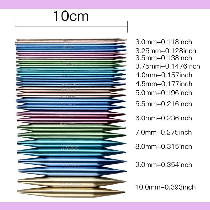 Yarniss 13 Pair Circular Knitting Needle Set 3.0~10.0mm, Interchangeable Aluminum Knitting Needles with Case - Image 3